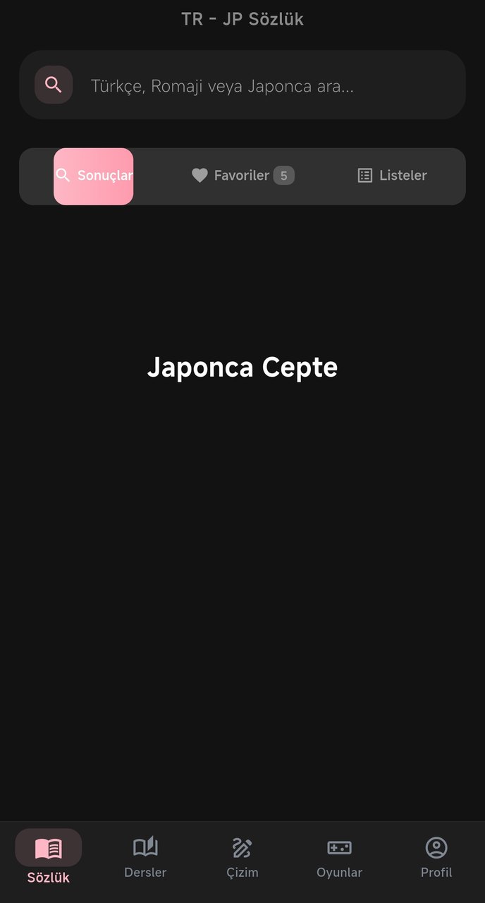 Japonca Cepte sözlük arama ekranı