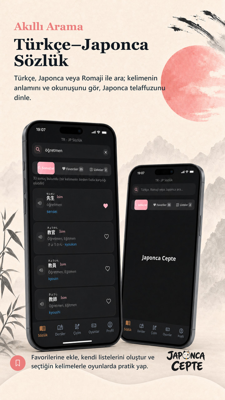 Türkçe-Japonca sözlük ve akıllı arama