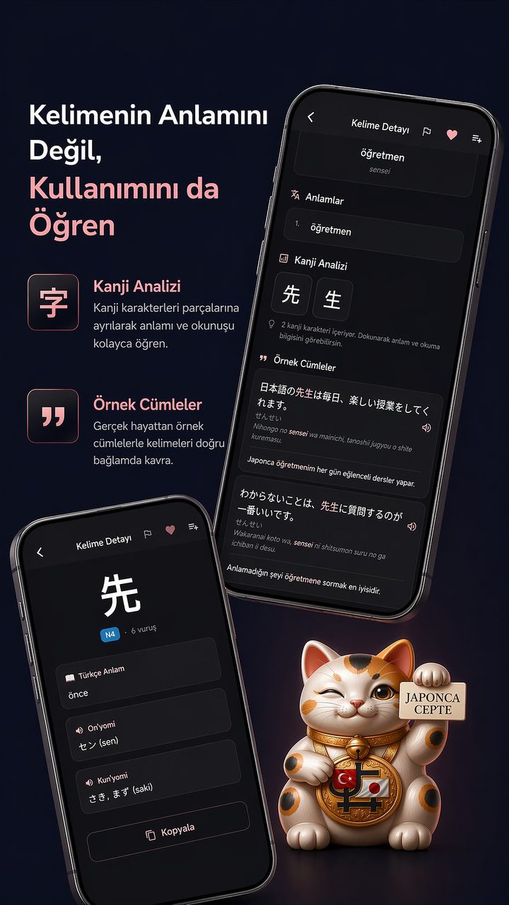 Kanji analizi ve örnek cümleler